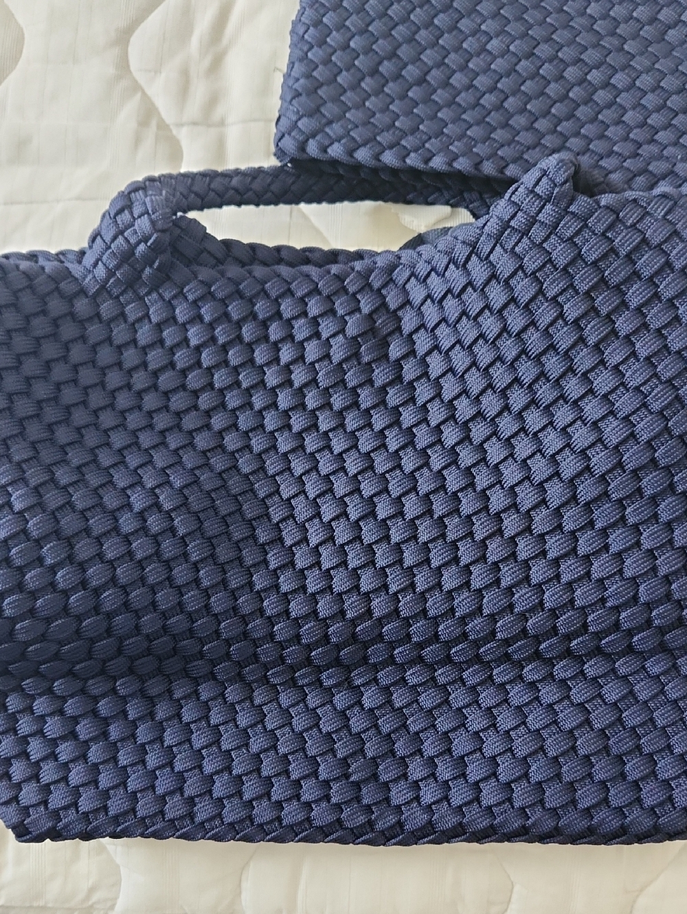 Navy Woven Tote Bag with Wristlet - Women Brand New - Picture 8 of 9